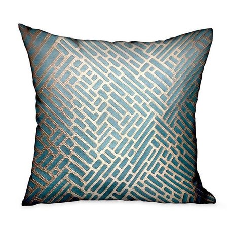 PLUTUS BRANDS Plutus Brands PBRA2339-1616-DP 16 x 16 in. Golden Brick Blue Geometric Luxury Throw Pillow PBRA2339-1616-DP